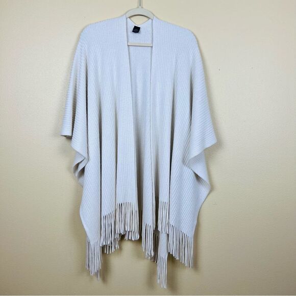 Shawl Sweater Chic Knitted Poncho Cape Cream One Size - Picture 1 of 4